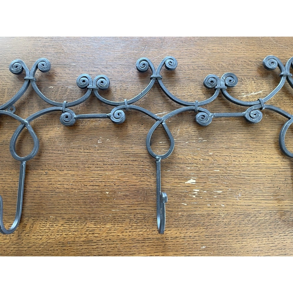 Iron Rod Wall Hanging Coat Rack 3 Hook Whimsical Boho - Picture 3 of 8